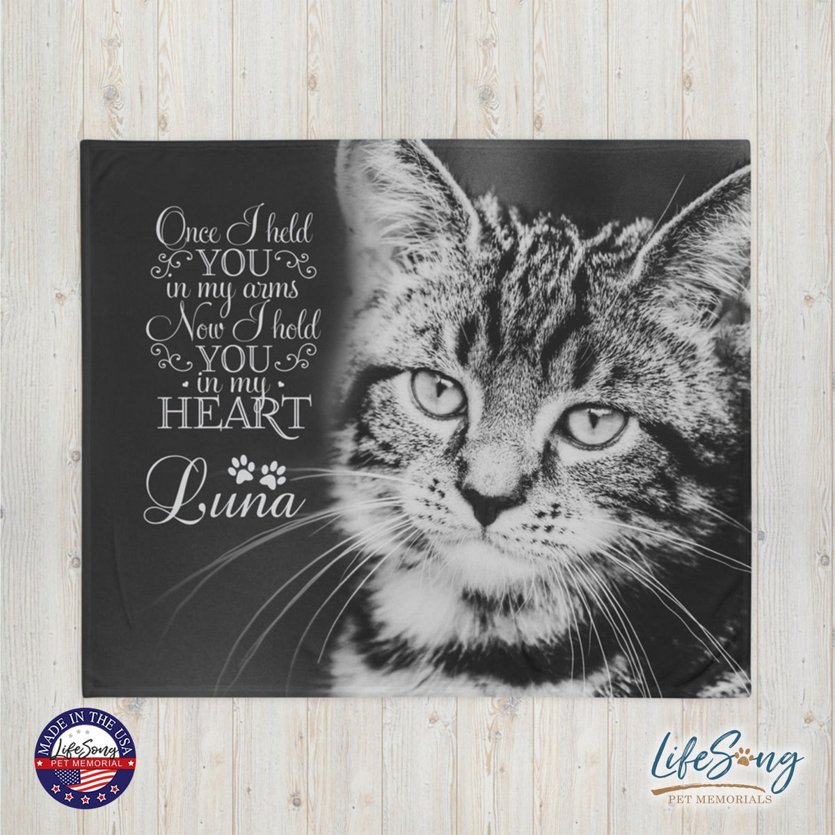 Personalized Pet Memorial Printed Throw Blanket - Once I Held You In My Arms - LifeSong Milestones