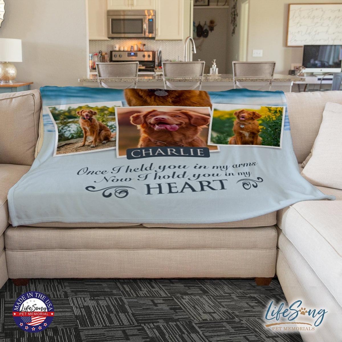 Personalized Pet Memorial Printed Throw Blanket - Once I Held You In My Arms - LifeSong Milestones