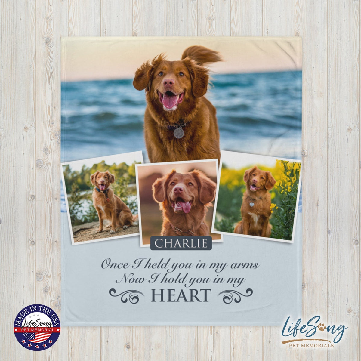 Personalized Pet Memorial Printed Throw Blanket - Once I Held You In My Arms - LifeSong Milestones