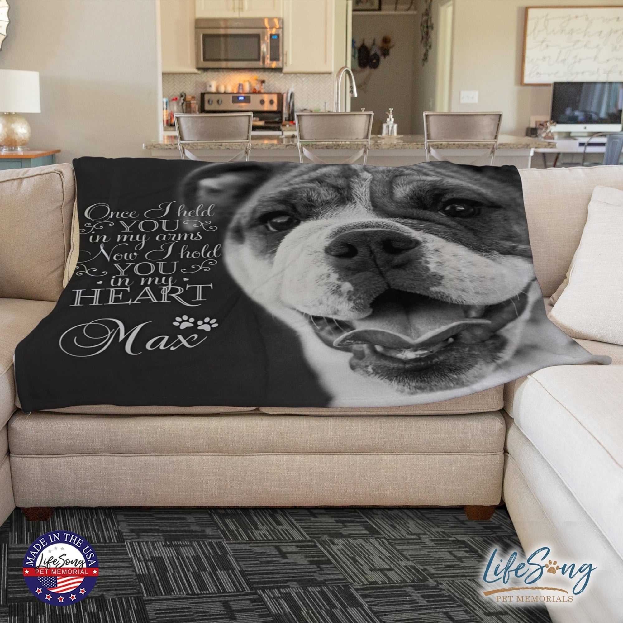 Personalized Pet Memorial Printed Throw Blanket - Once I Held You In My Arms - LifeSong Milestones