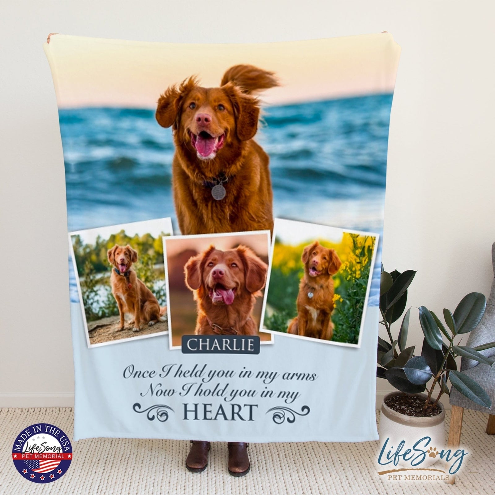 Personalized Pet Memorial Printed Throw Blanket - Once I Held You In My Arms - LifeSong Milestones