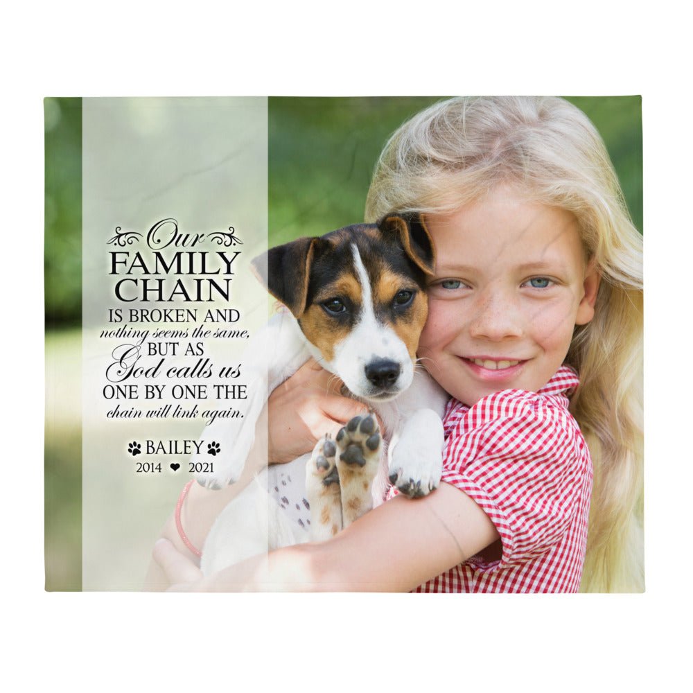 Personalized Pet Memorial Printed Throw Blanket - Our Family Chain Is Broken - LifeSong Milestones
