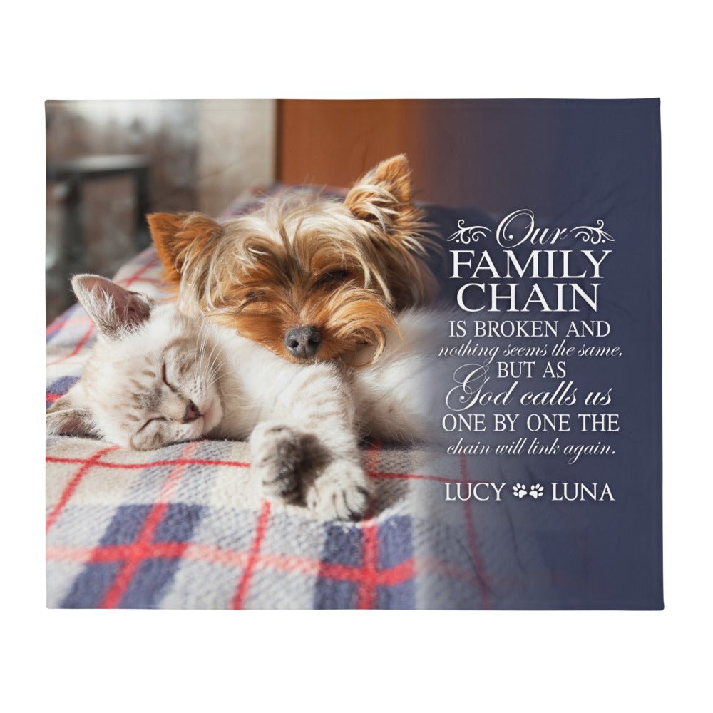 Personalized Pet Memorial Printed Throw Blanket - Our Family Chain Is Broken - LifeSong Milestones