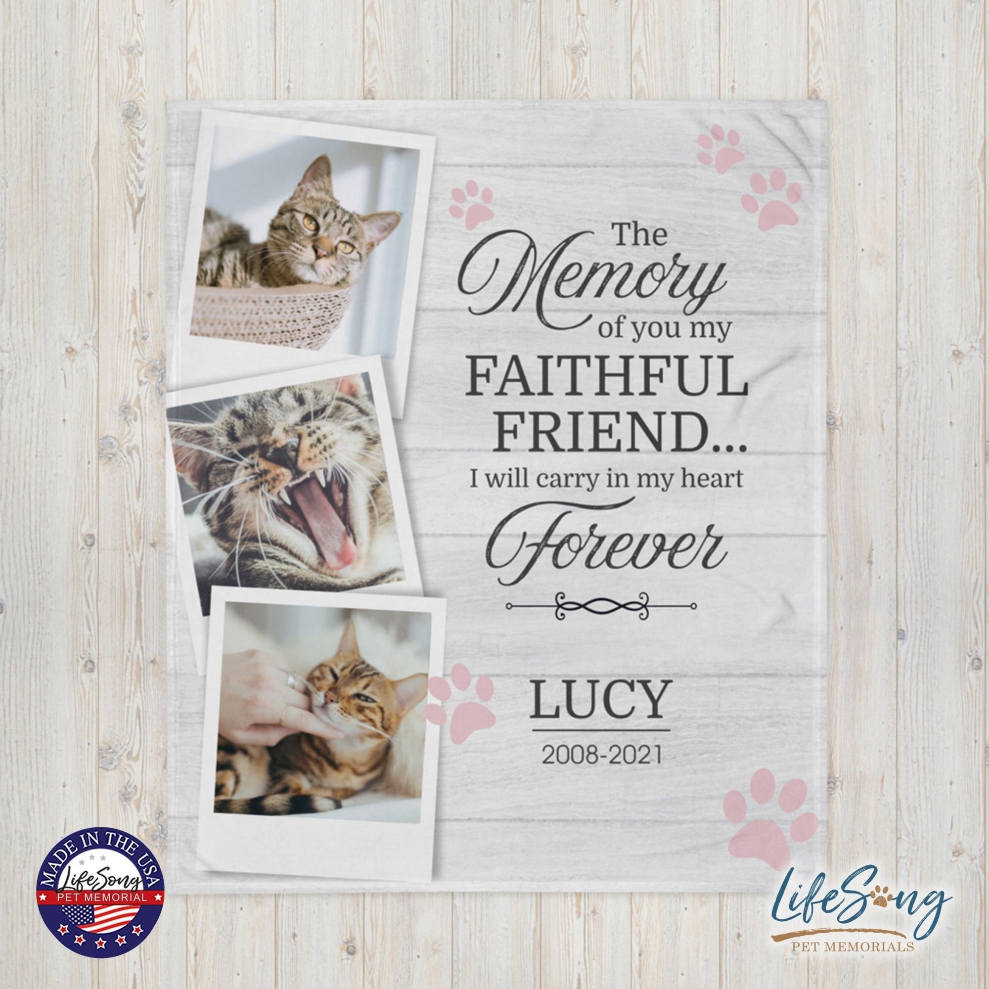 Personalized Pet Memorial Printed Throw Blanket - The Memory Of You - LifeSong Milestones