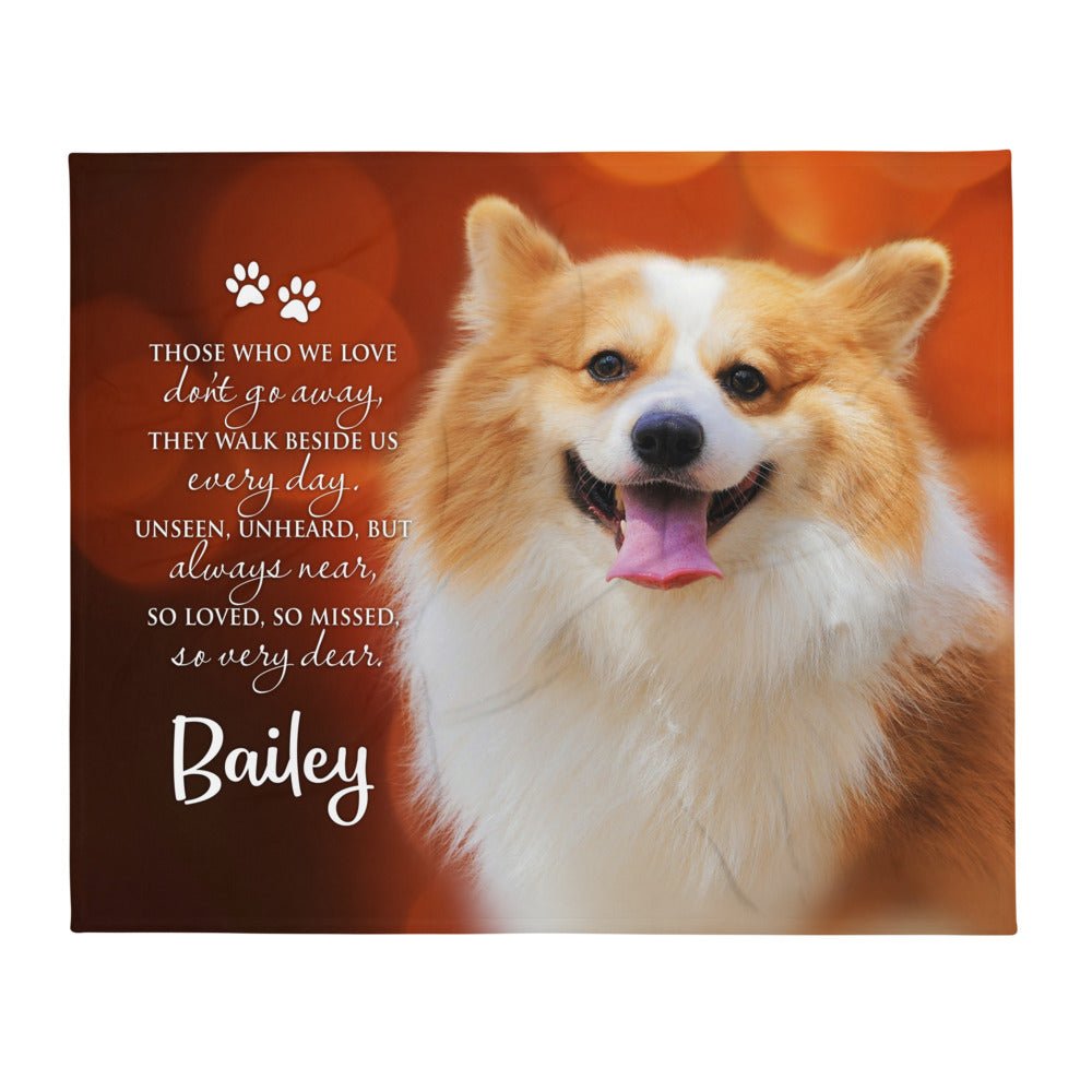 Personalized Pet Memorial Printed Throw Blanket - Those Who We Love Don't Go Away - LifeSong Milestones