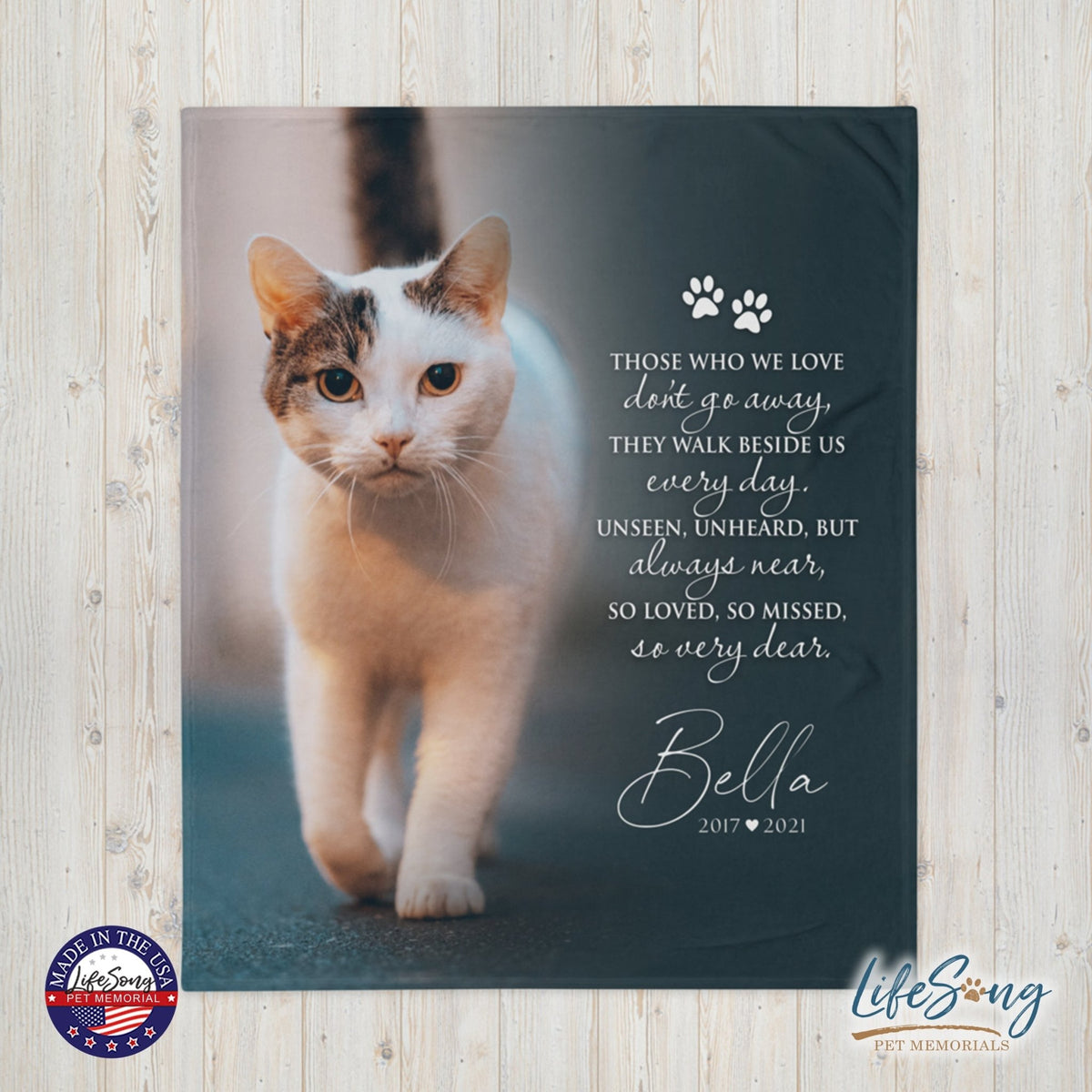 Personalized Pet Memorial Printed Throw Blanket - Those Who We Love Don't Go Away - LifeSong Milestones