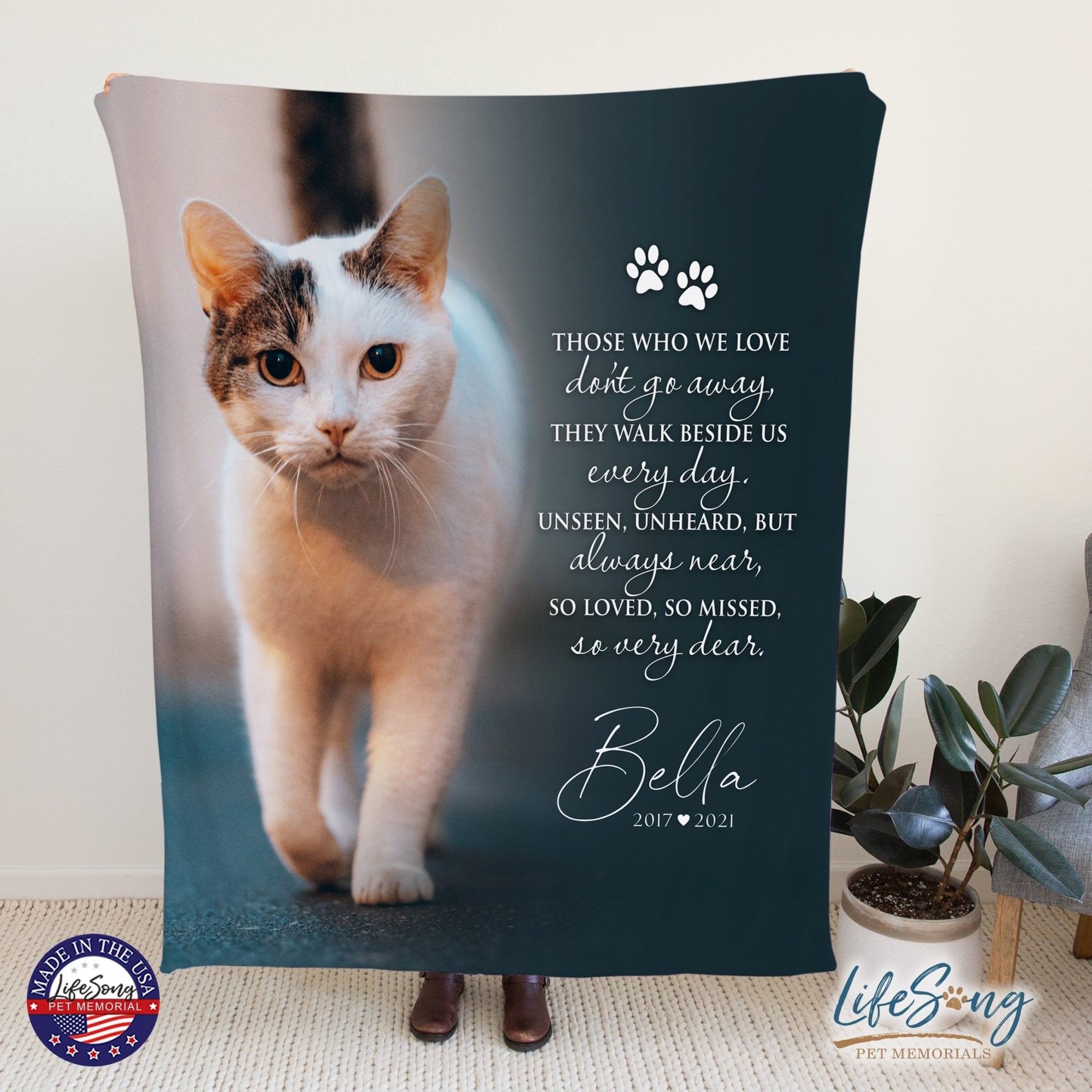 Personalized Pet Memorial Printed Throw Blanket - Those Who We Love Don't Go Away - LifeSong Milestones