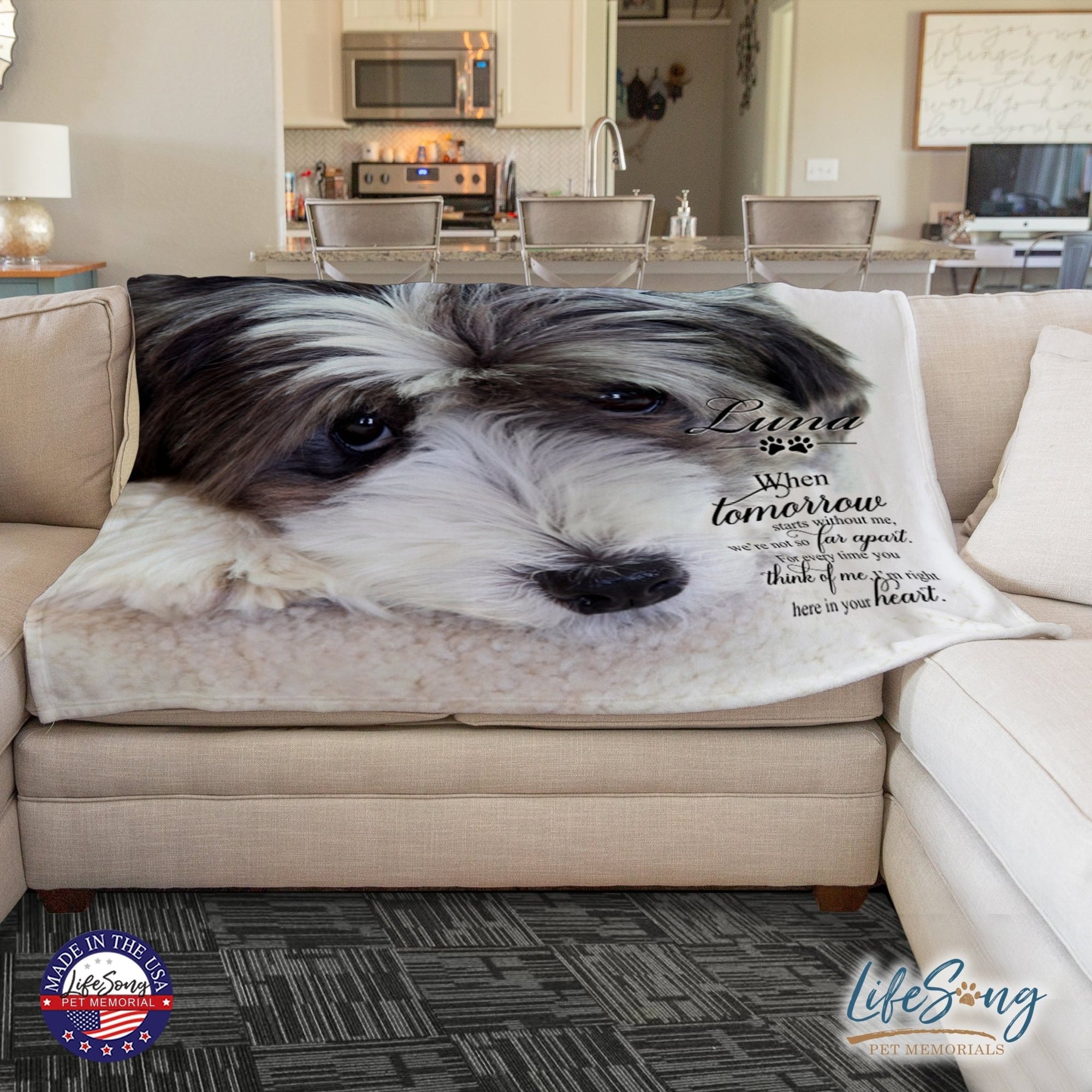 Personalized Pet Memorial Printed Throw Blanket - When Tomorrow Starts Without Me - LifeSong Milestones