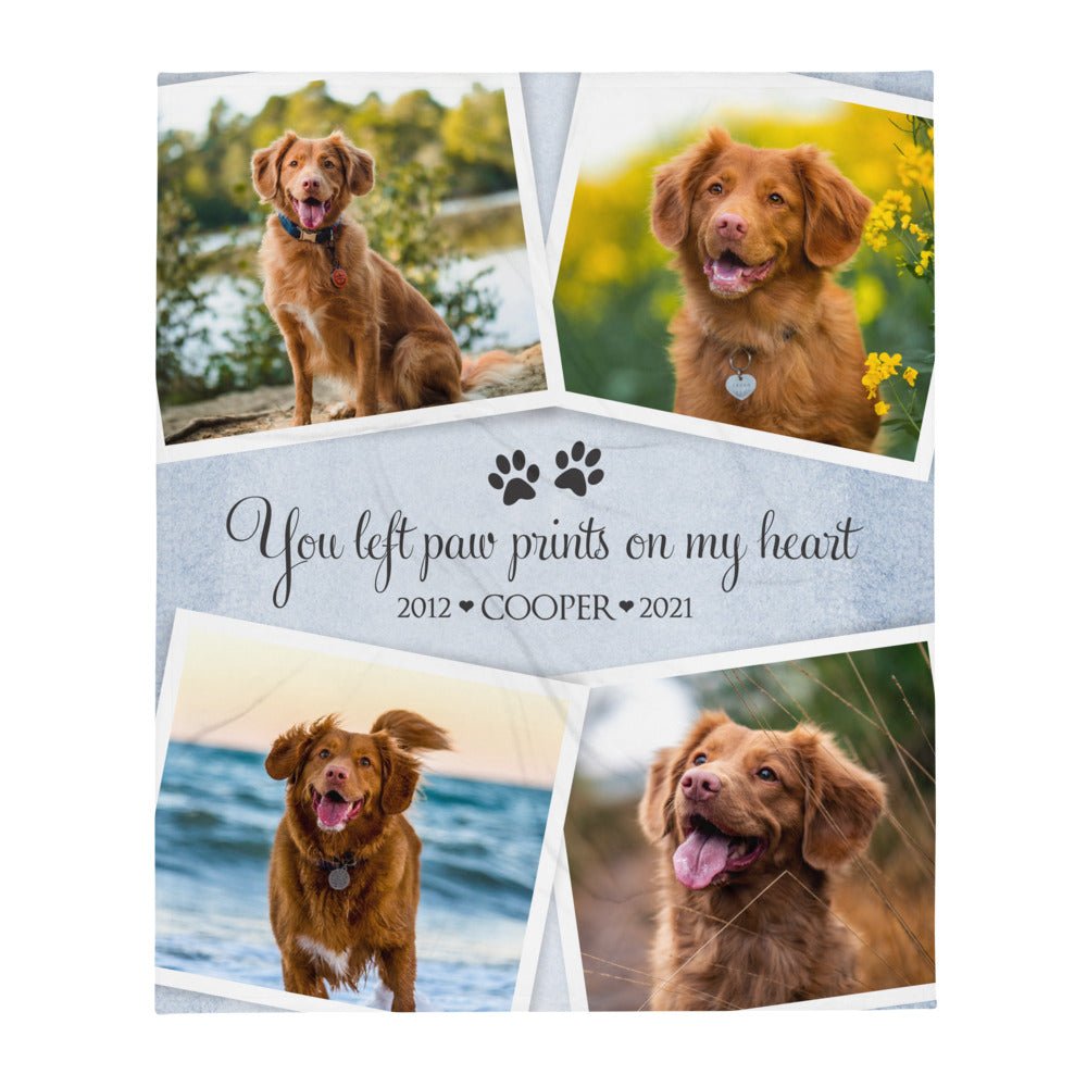 Personalized Pet Memorial Printed Throw Blanket - You Left Paw Prints - LifeSong Milestones