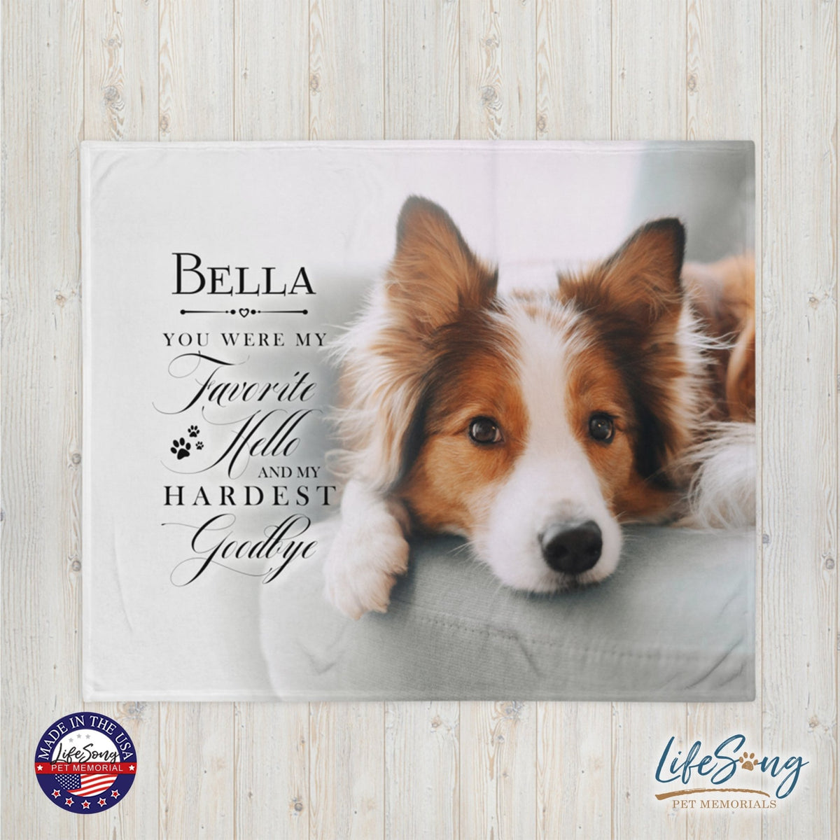 Personalized Pet Memorial Printed Throw Blanket - You Were My Favorite Hello - LifeSong Milestones