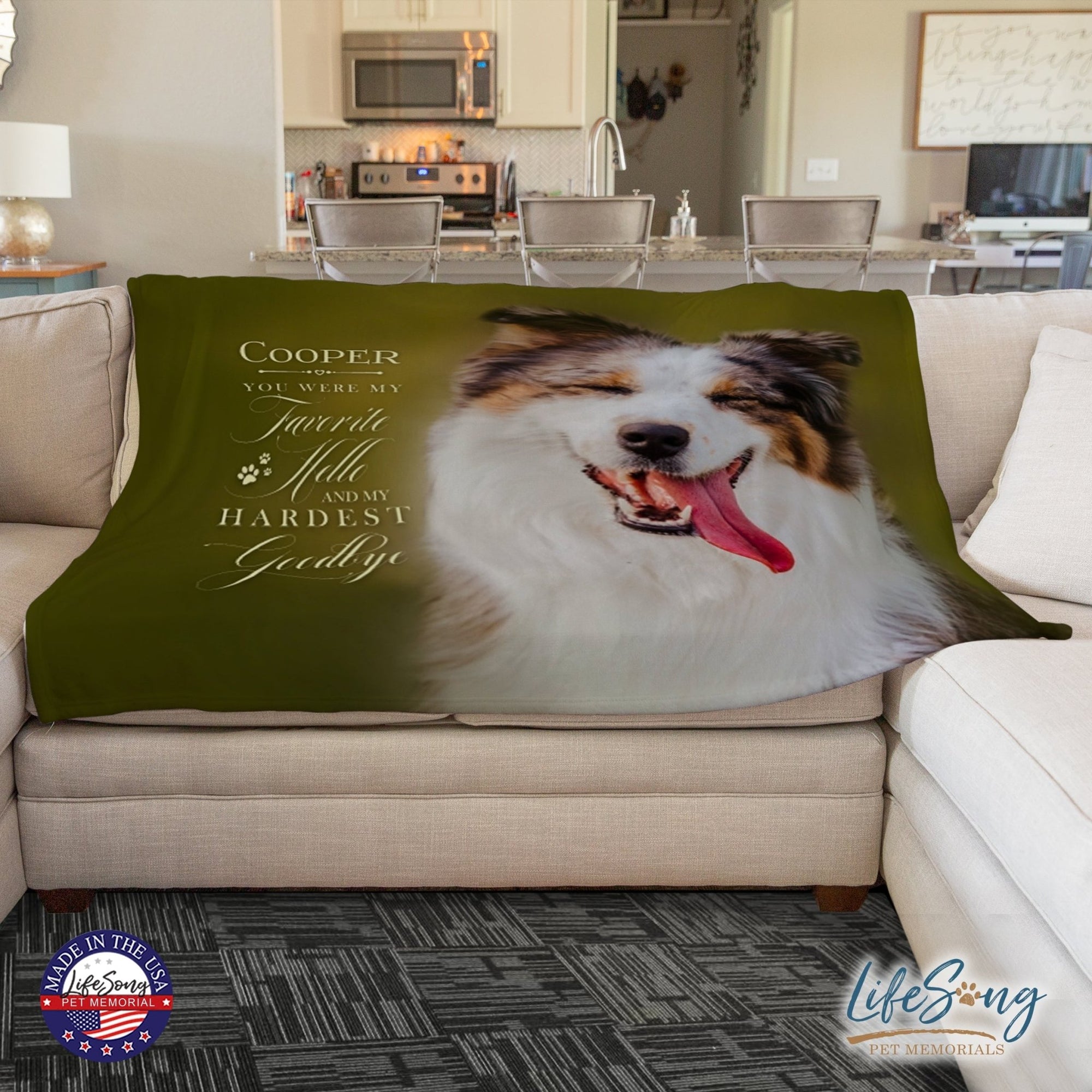 Personalized Pet Memorial Printed Throw Blanket - You Were My Favorite Hello - LifeSong Milestones