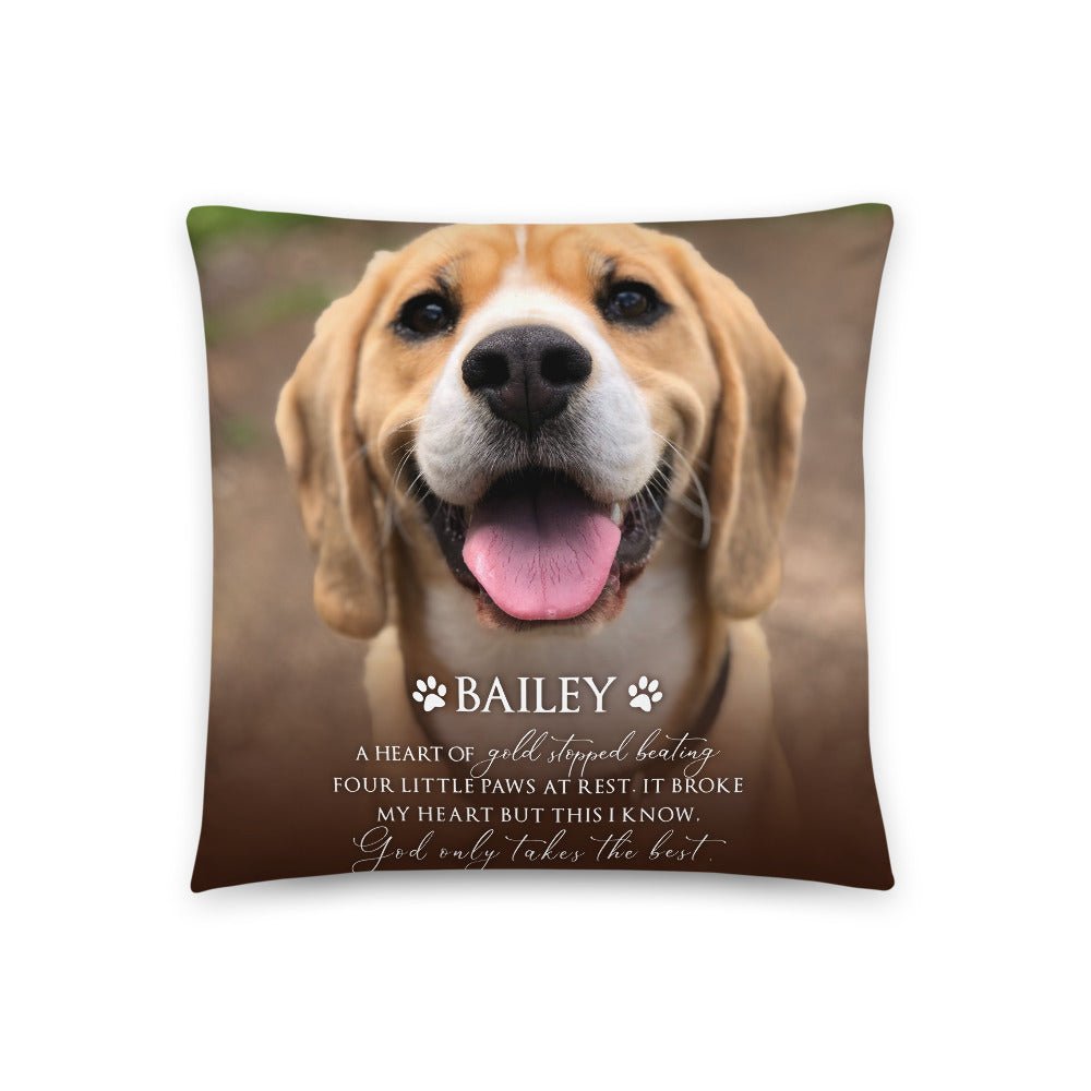 Personalized Pet Memorial Printed Throw Pillow - A Heart of Gold - LifeSong Milestones