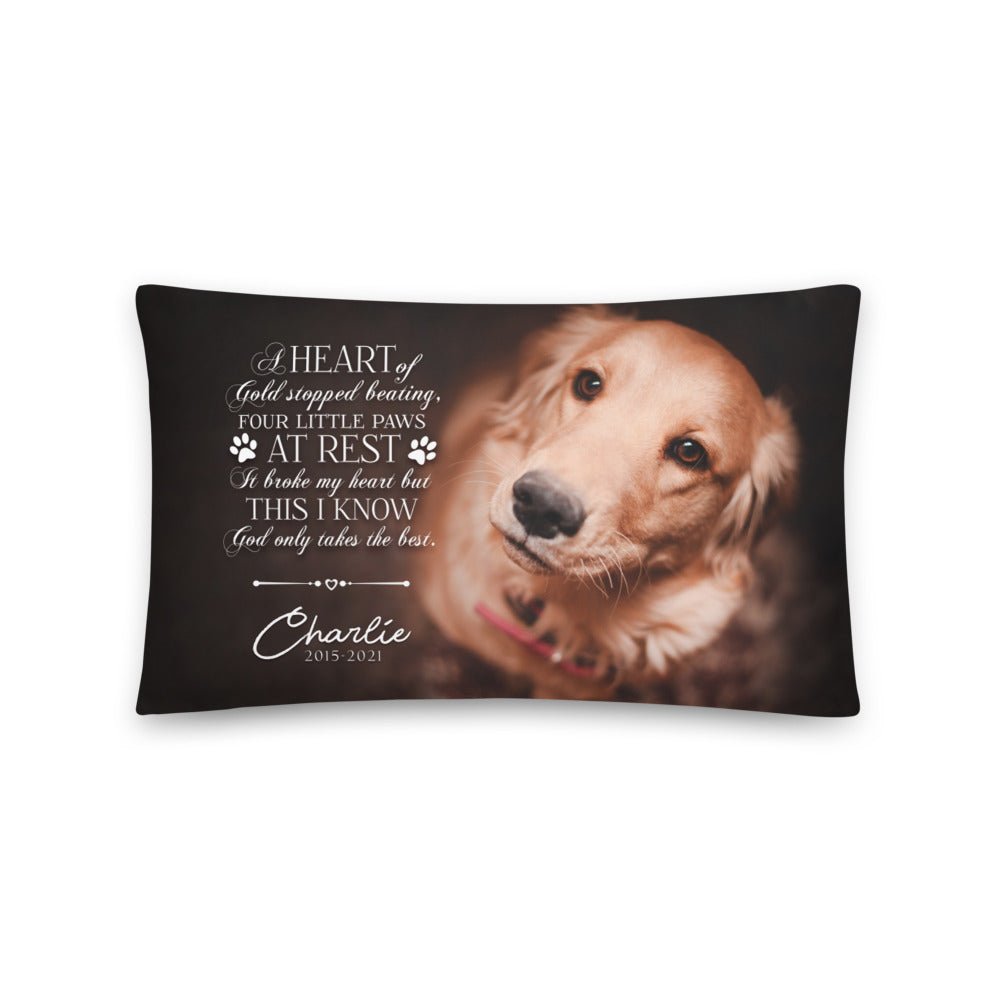 Personalized Pet Memorial Printed Throw Pillow - A Heart of Gold - LifeSong Milestones