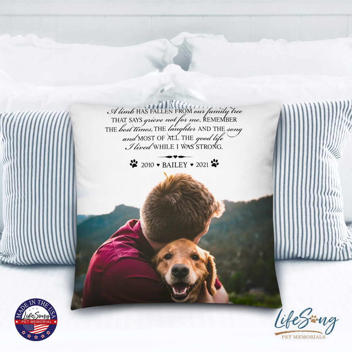Personalized Pet Memorial Printed Throw Pillow - A Limb Has Fallen From Our Family Tree - LifeSong Milestones