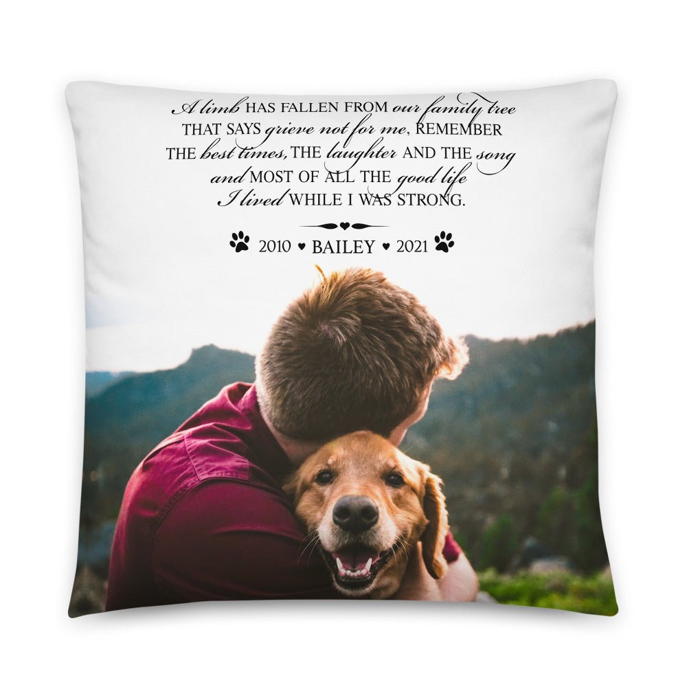Personalized Pet Memorial Printed Throw Pillow - A Limb Has Fallen From Our Family Tree - LifeSong Milestones