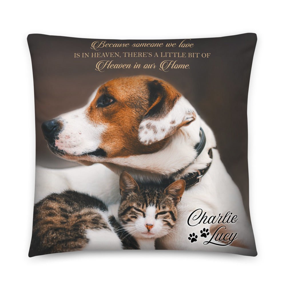 Personalized Pet Memorial Printed Throw Pillow - Because Someone We Love Is In Heaven - LifeSong Milestones