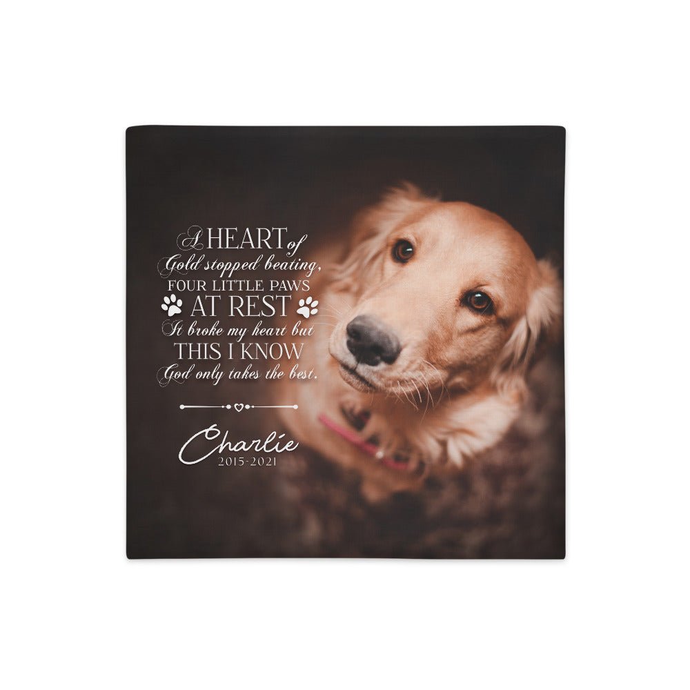 Personalized Pet Memorial Printed Throw Pillow Case - A Heart of Gold - LifeSong Milestones
