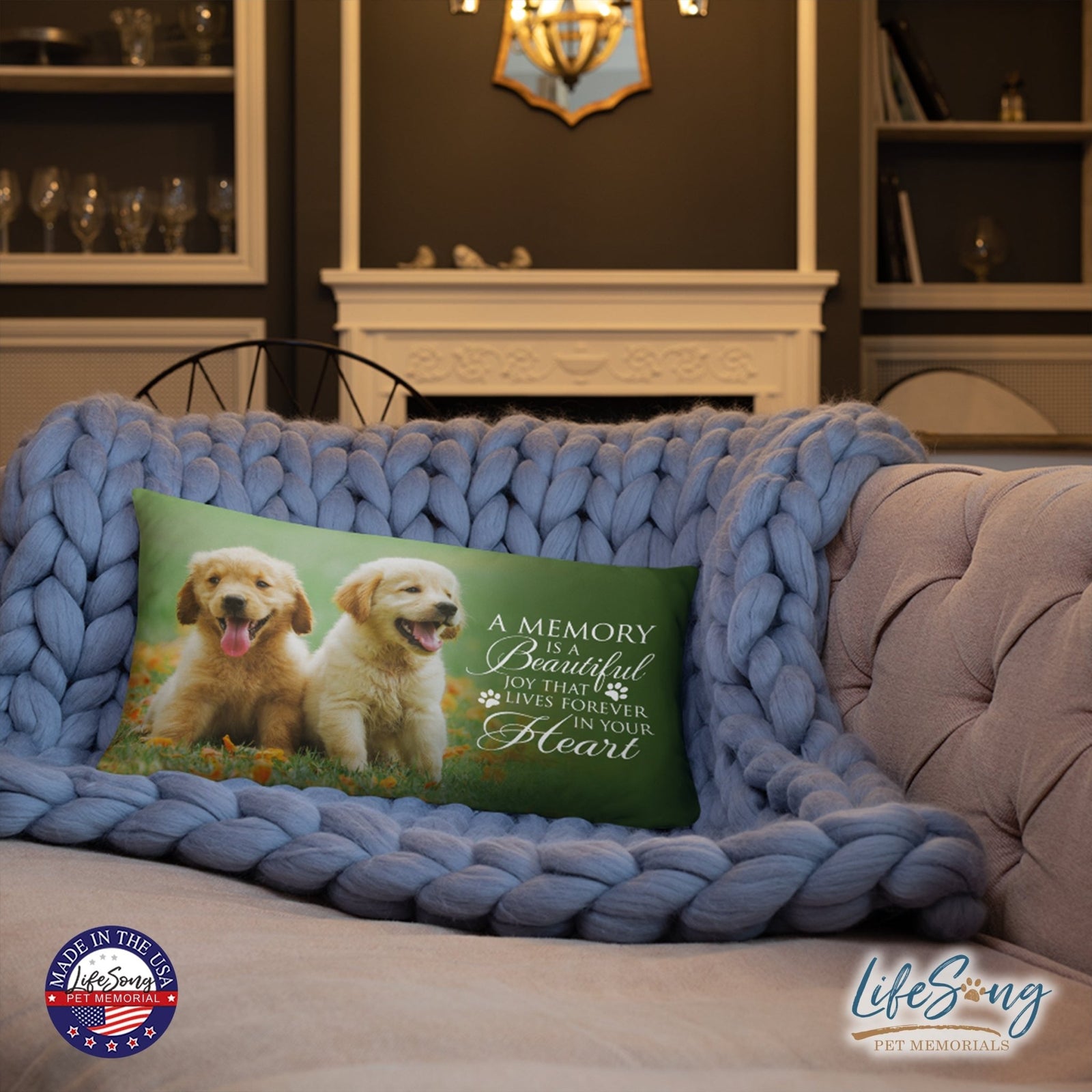 Personalized Pet Memorial Printed Throw Pillow Case - A Memory Is A Beautiful Joy - LifeSong Milestones