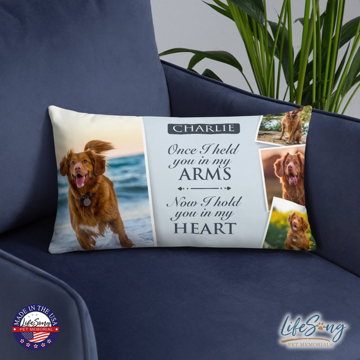 Personalized Pet Memorial Printed Throw Pillow Case - Once I Held You In My Arms - LifeSong Milestones