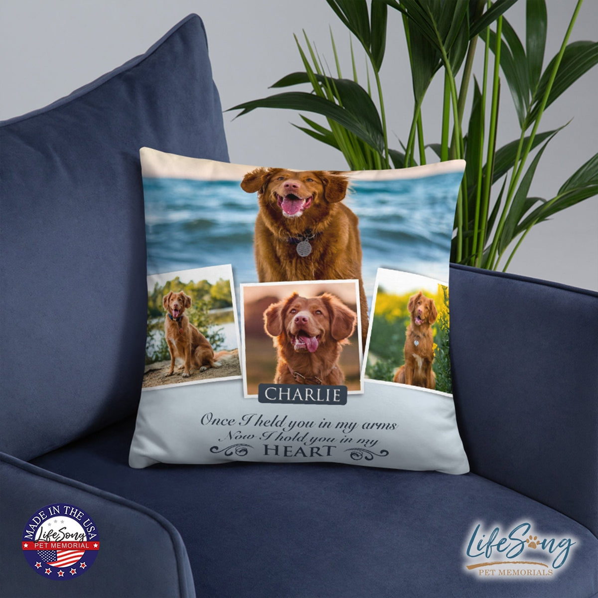 Personalized Pet Memorial Printed Throw Pillow Case - Once I Held You In My Arms - LifeSong Milestones
