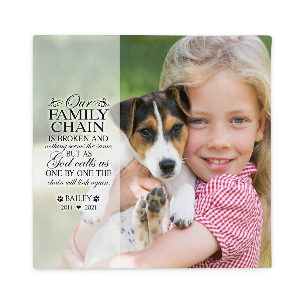 Personalized Pet Memorial Printed Throw Pillow Case - Our Family Chain Is Broken - LifeSong Milestones