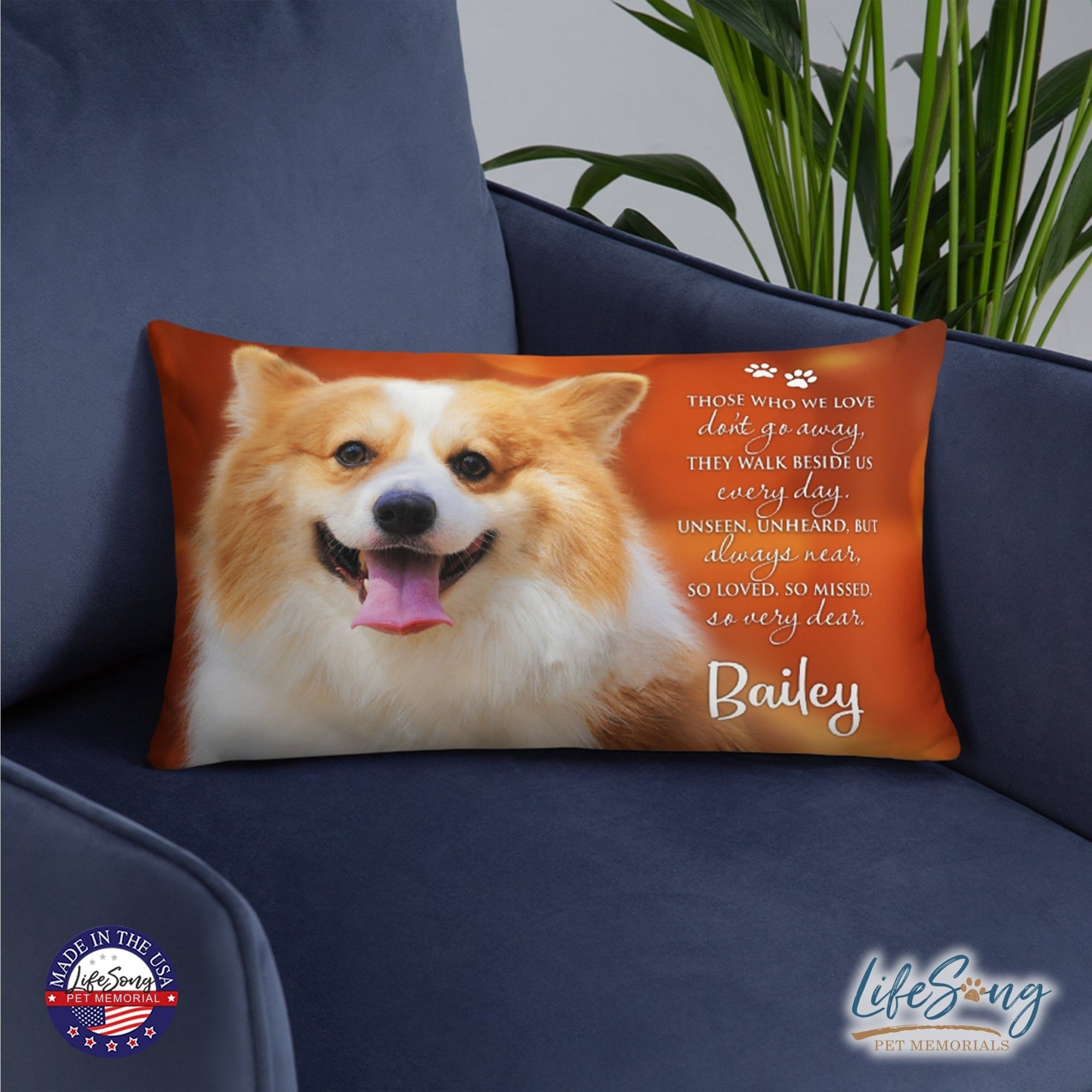 Personalized Pet Memorial Printed Throw Pillow Case - Those Who We Love Don't Go Away - LifeSong Milestones