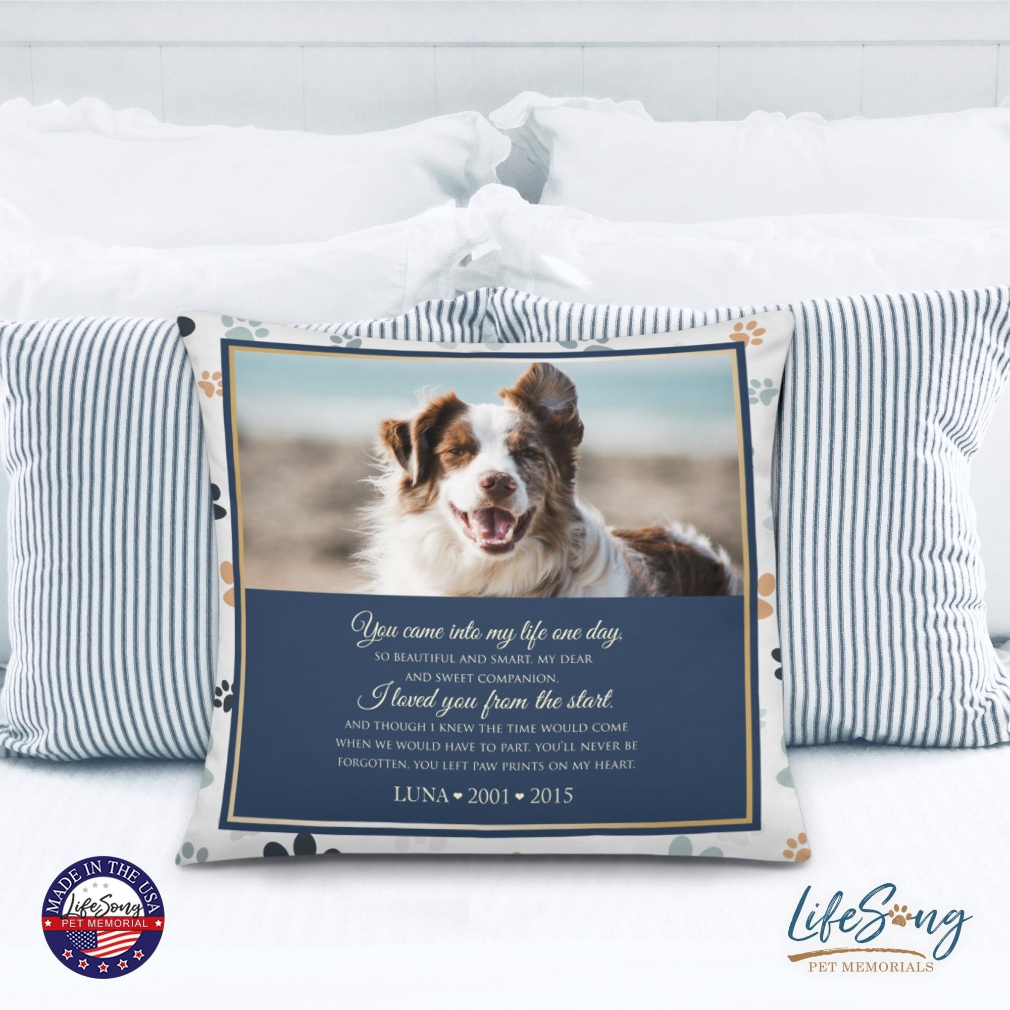 Personalized Pet Memorial Printed Throw Pillow Case - You Came Into My Life One Day - LifeSong Milestones
