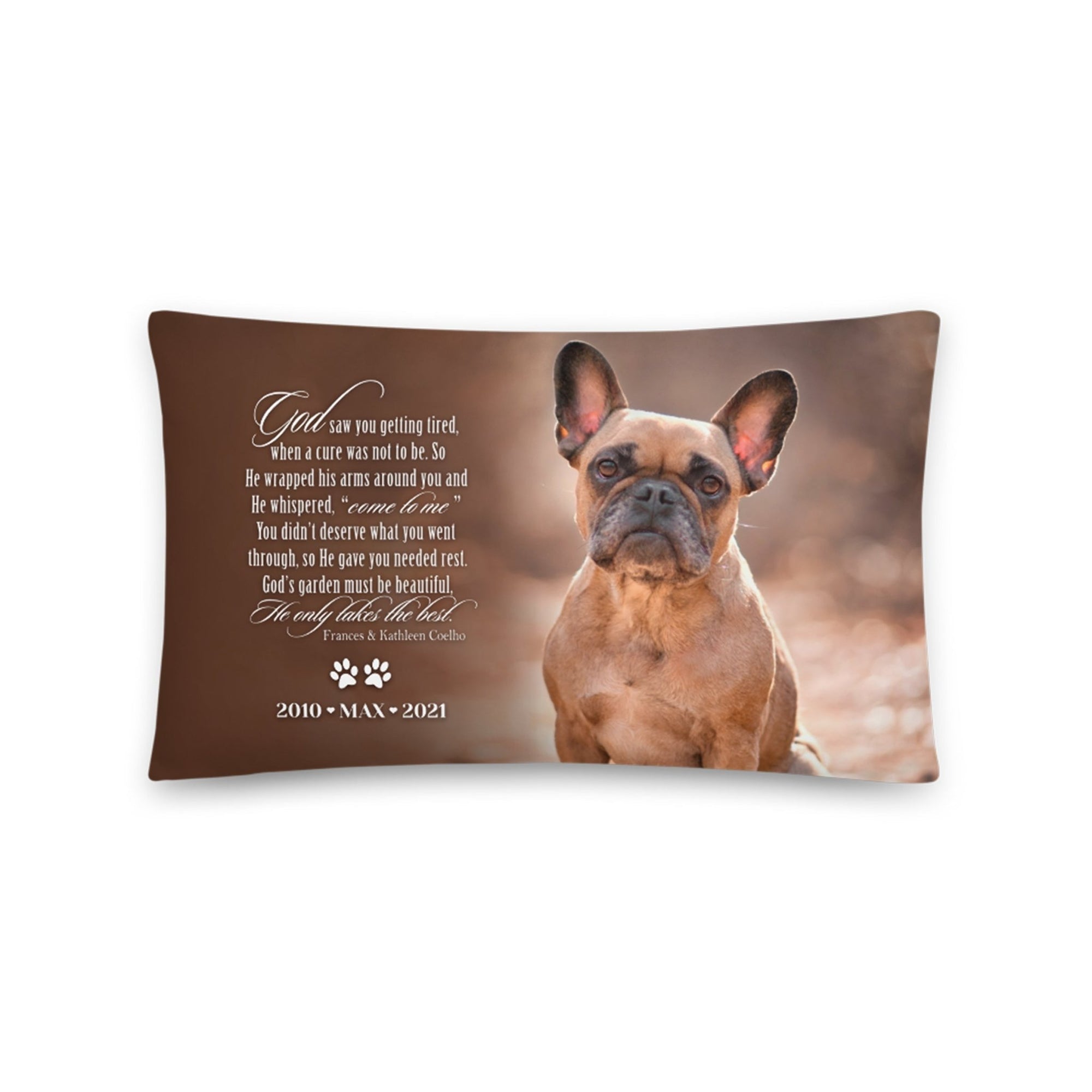 Personalized Pet Memorial Printed Throw Pillow - God Saw You Getting Tired - LifeSong Milestones