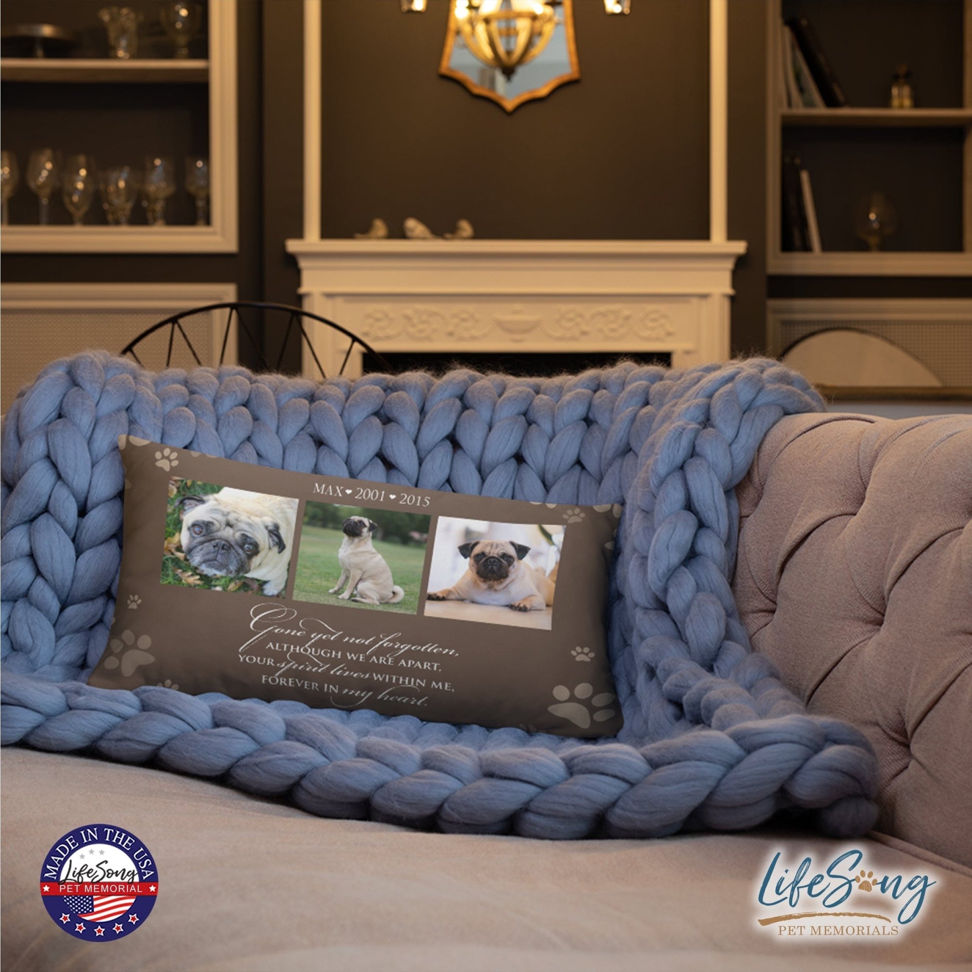 Personalized Pet Memorial Printed Throw Pillow - Gone Yet Not Forgotten - LifeSong Milestones