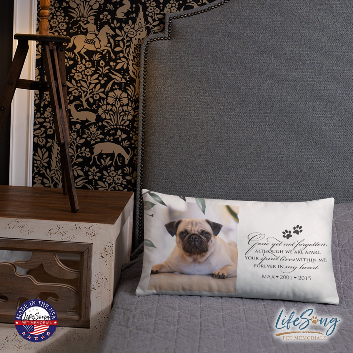 Personalized Pet Memorial Printed Throw Pillow - Gone Yet Not Forgotten - LifeSong Milestones