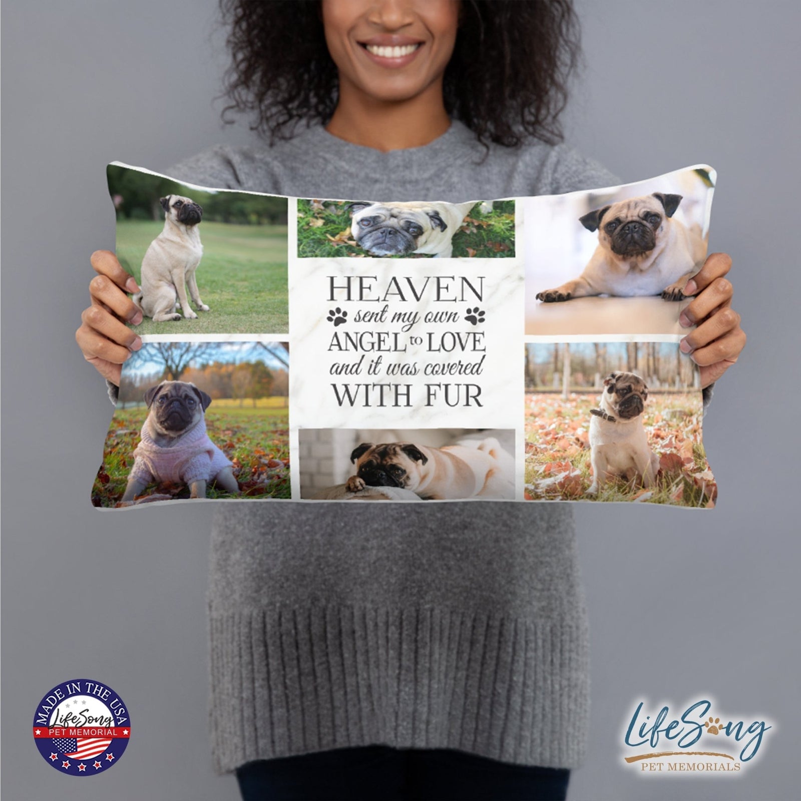 Personalized Pet Memorial Printed Throw Pillow - Heaven Sent My Own Angel - LifeSong Milestones