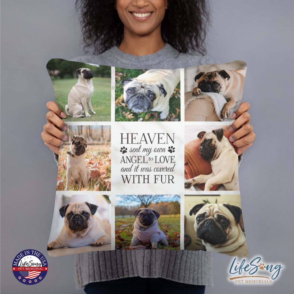 Personalized Pet Memorial Printed Throw Pillow - Heaven Sent My Own Angel - LifeSong Milestones