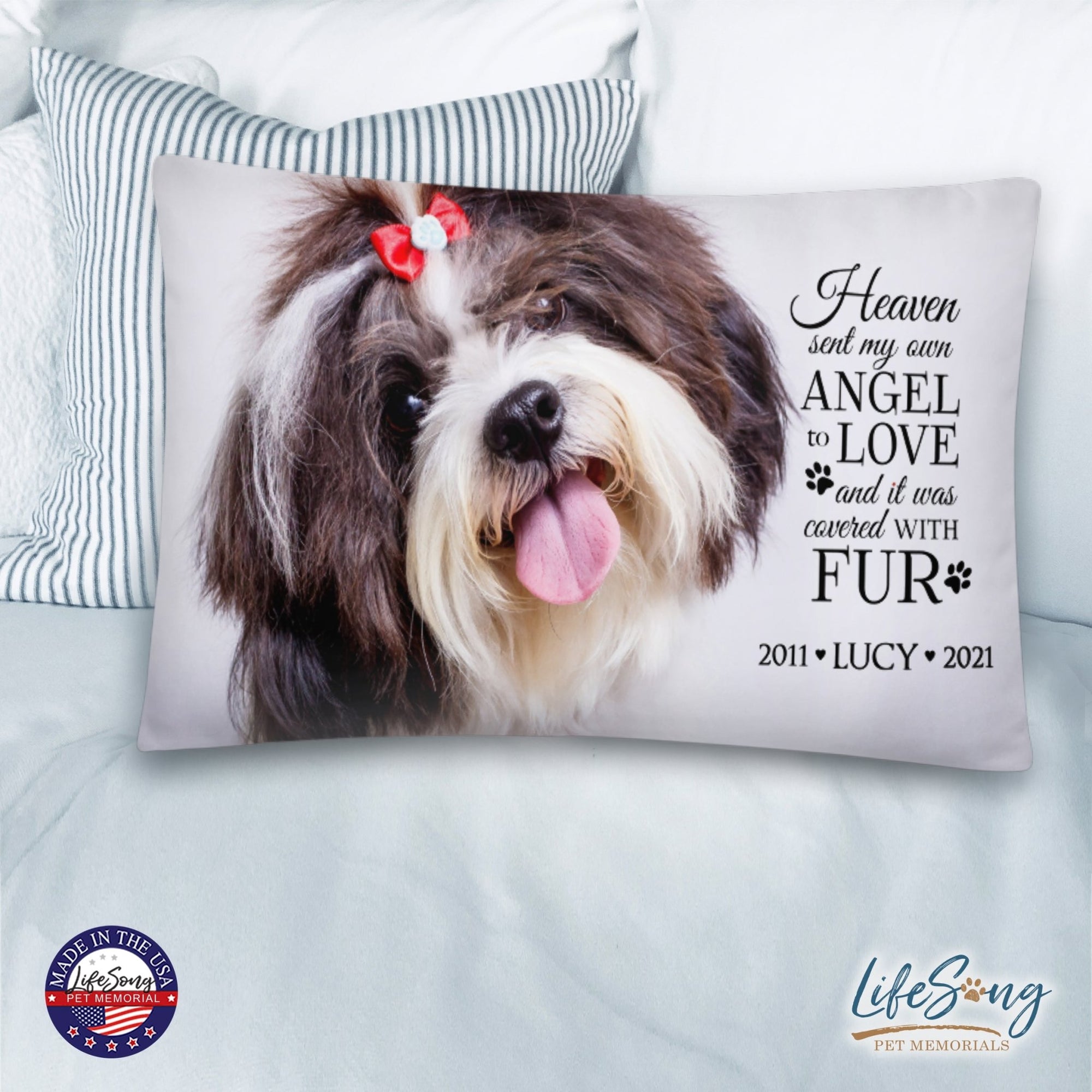 Personalized Pet Memorial Printed Throw Pillow - Heaven Sent My Own Angel - LifeSong Milestones