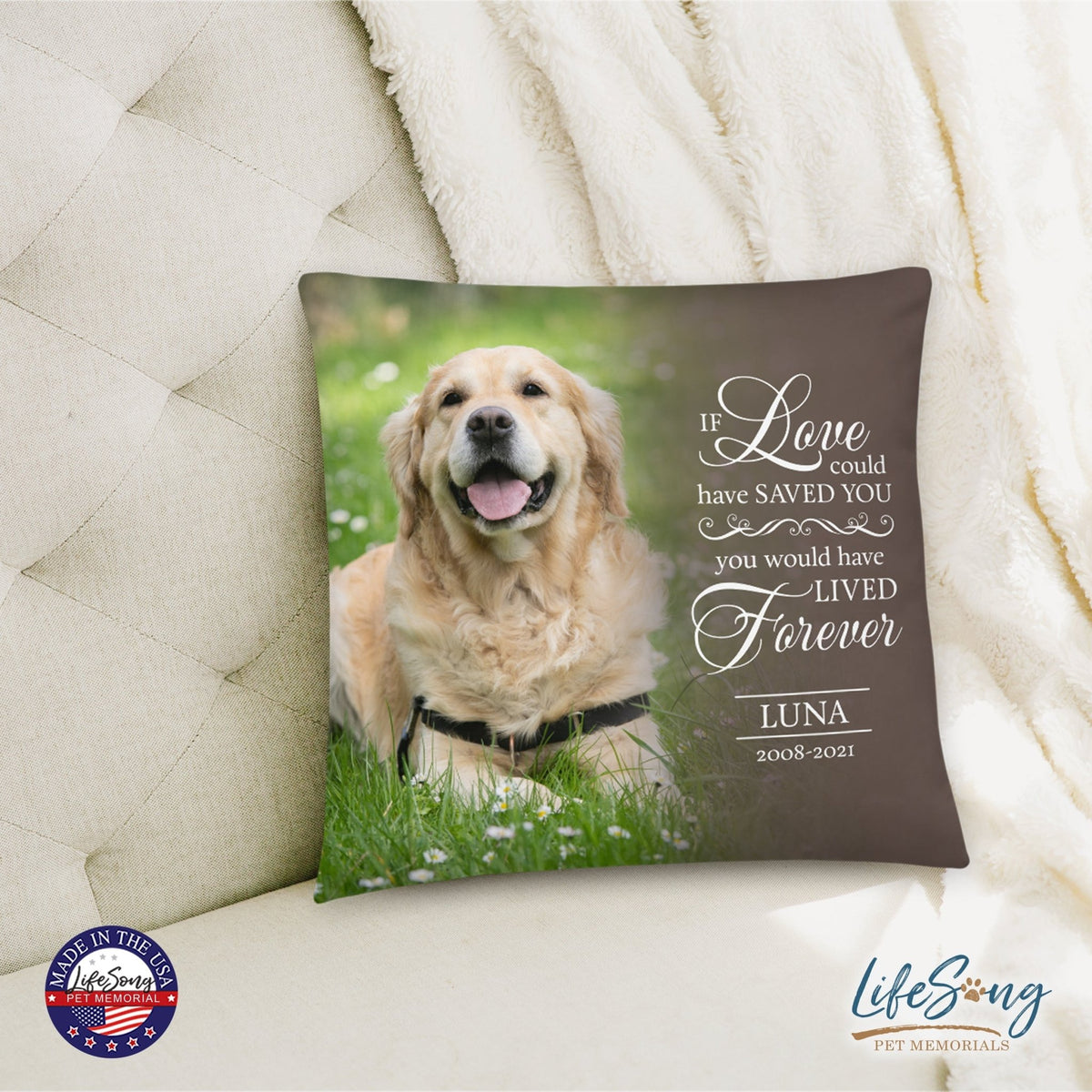 Personalized Pet Memorial Printed Throw Pillow - If Love Could Have Saved You - LifeSong Milestones