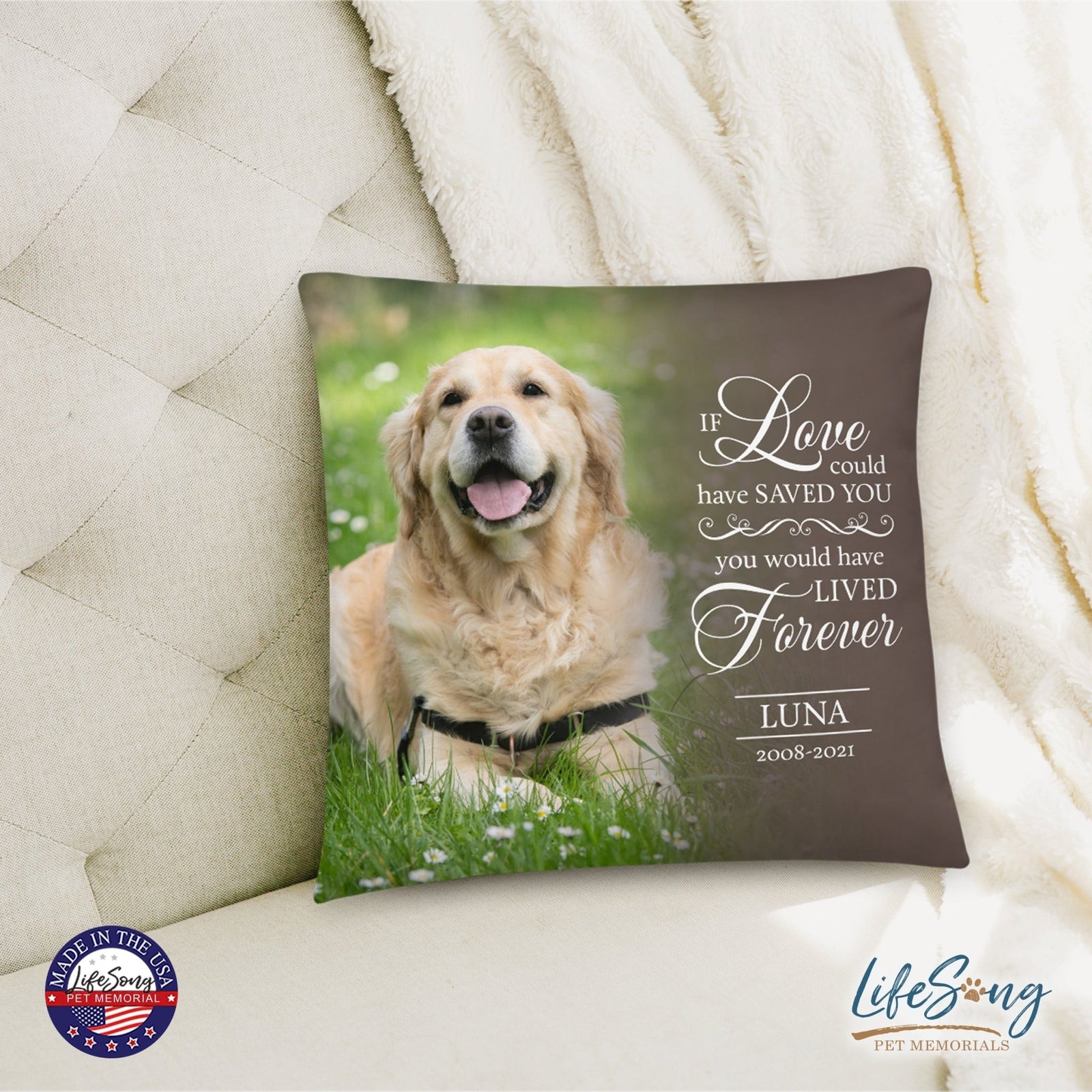 Personalized Pet Memorial Printed Throw Pillow - If Love Could Have Saved You - LifeSong Milestones