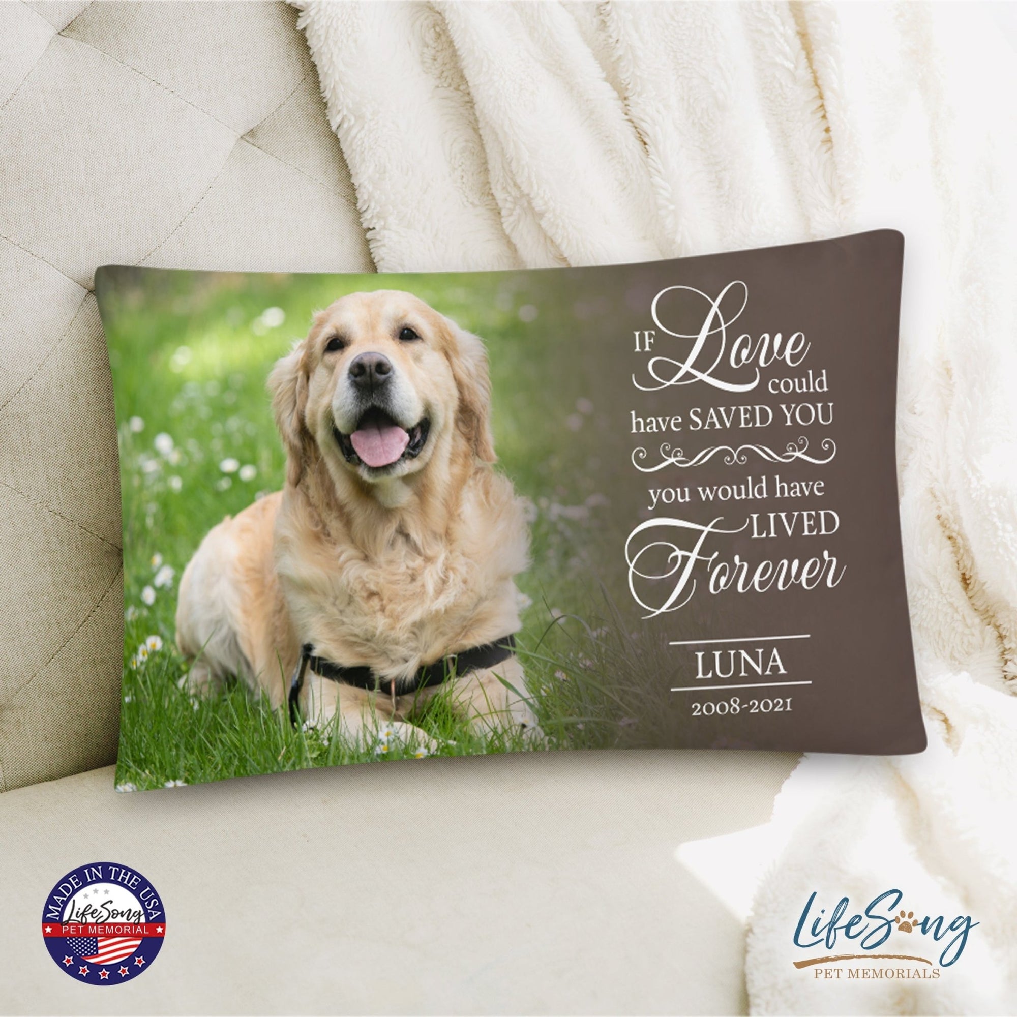 Personalized Pet Memorial Printed Throw Pillow - If Love Could Have Saved You - LifeSong Milestones