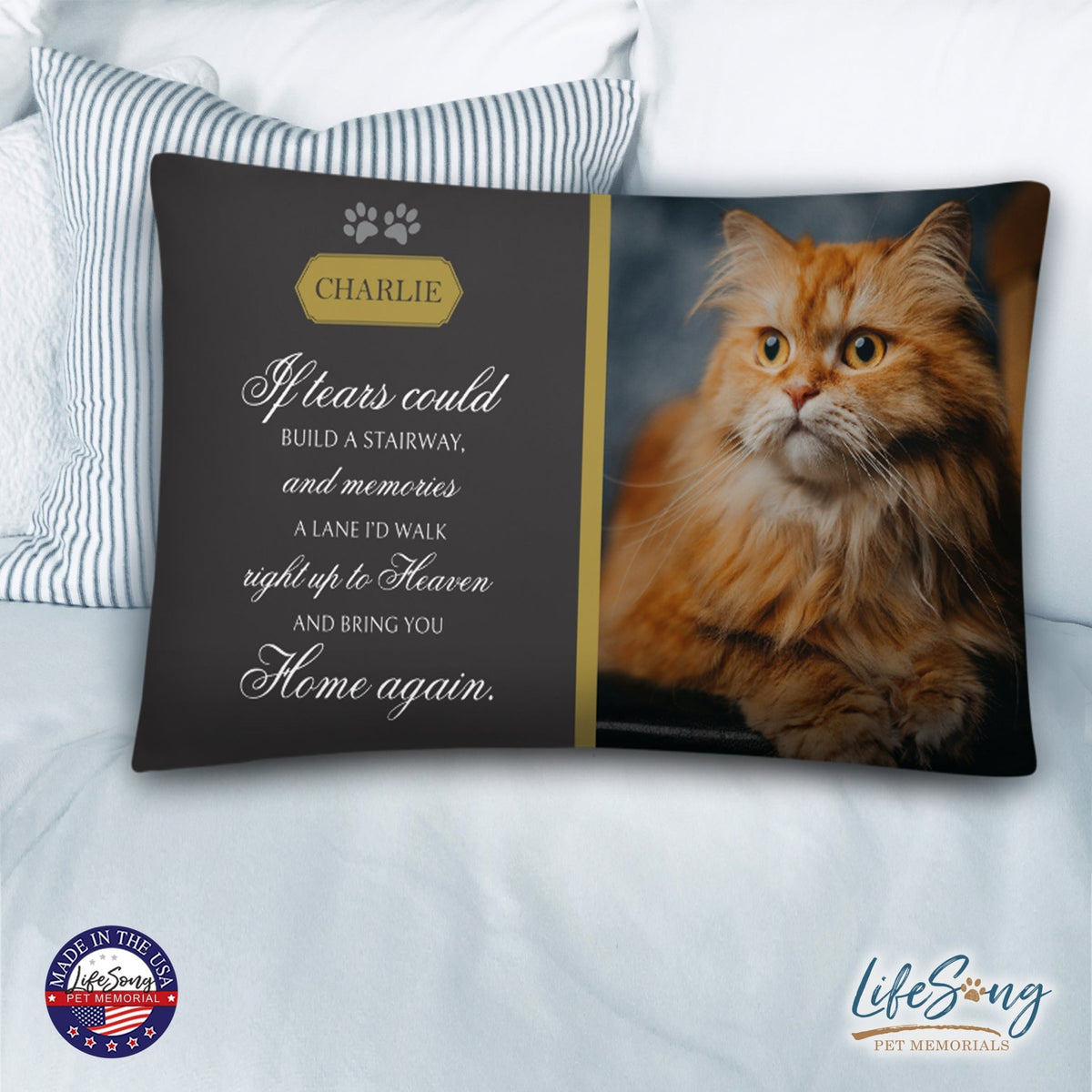 Personalized Pet Memorial Printed Throw Pillow - If Tears Could Build A Stairway - LifeSong Milestones