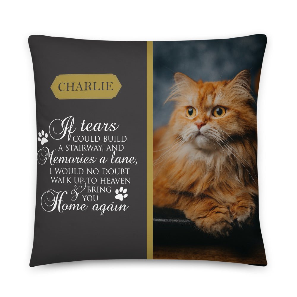 Personalized Pet Memorial Printed Throw Pillow - If Tears Could Build A Stairway - LifeSong Milestones