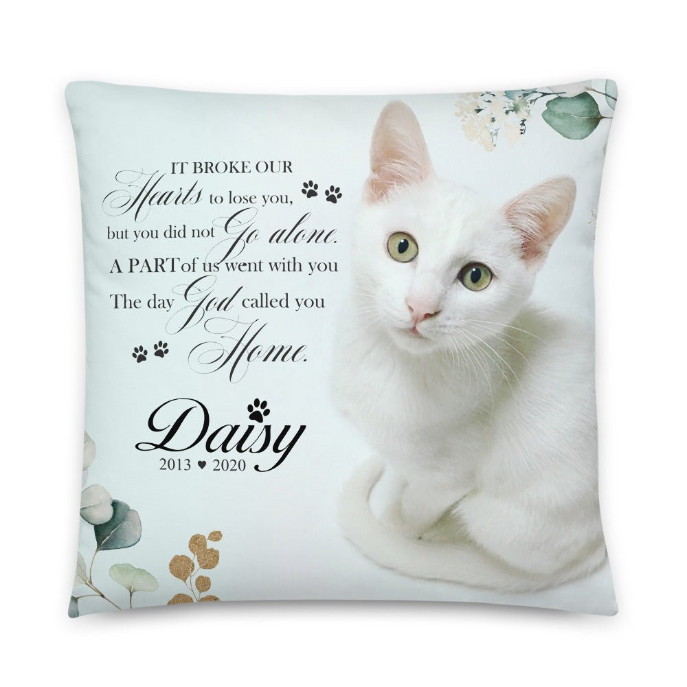 Personalized Pet Memorial Printed Throw Pillow - It Broke Our Hearts To Lose You - LifeSong Milestones