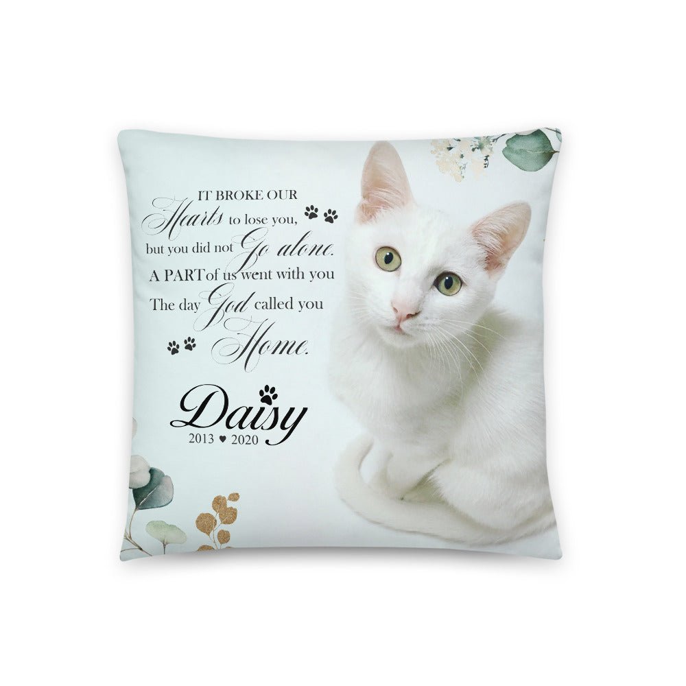 Personalized Pet Memorial Printed Throw Pillow - It Broke Our Hearts To Lose You - LifeSong Milestones