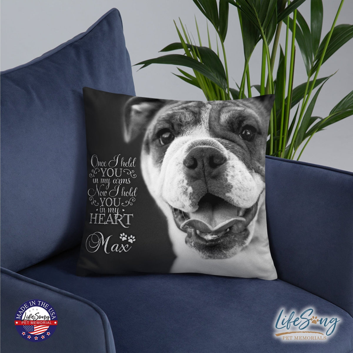 Personalized Pet Memorial Printed Throw Pillow - Once I Held You In My Arms - LifeSong Milestones