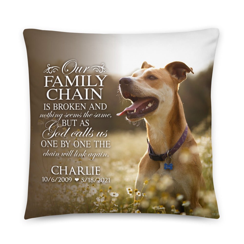 Personalized Pet Memorial Printed Throw Pillow - Our Family Chain Is Broken - LifeSong Milestones