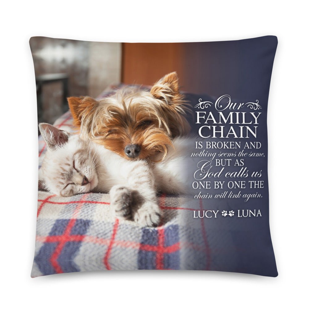 Personalized Pet Memorial Printed Throw Pillow - Our Family Chain Is Broken - LifeSong Milestones