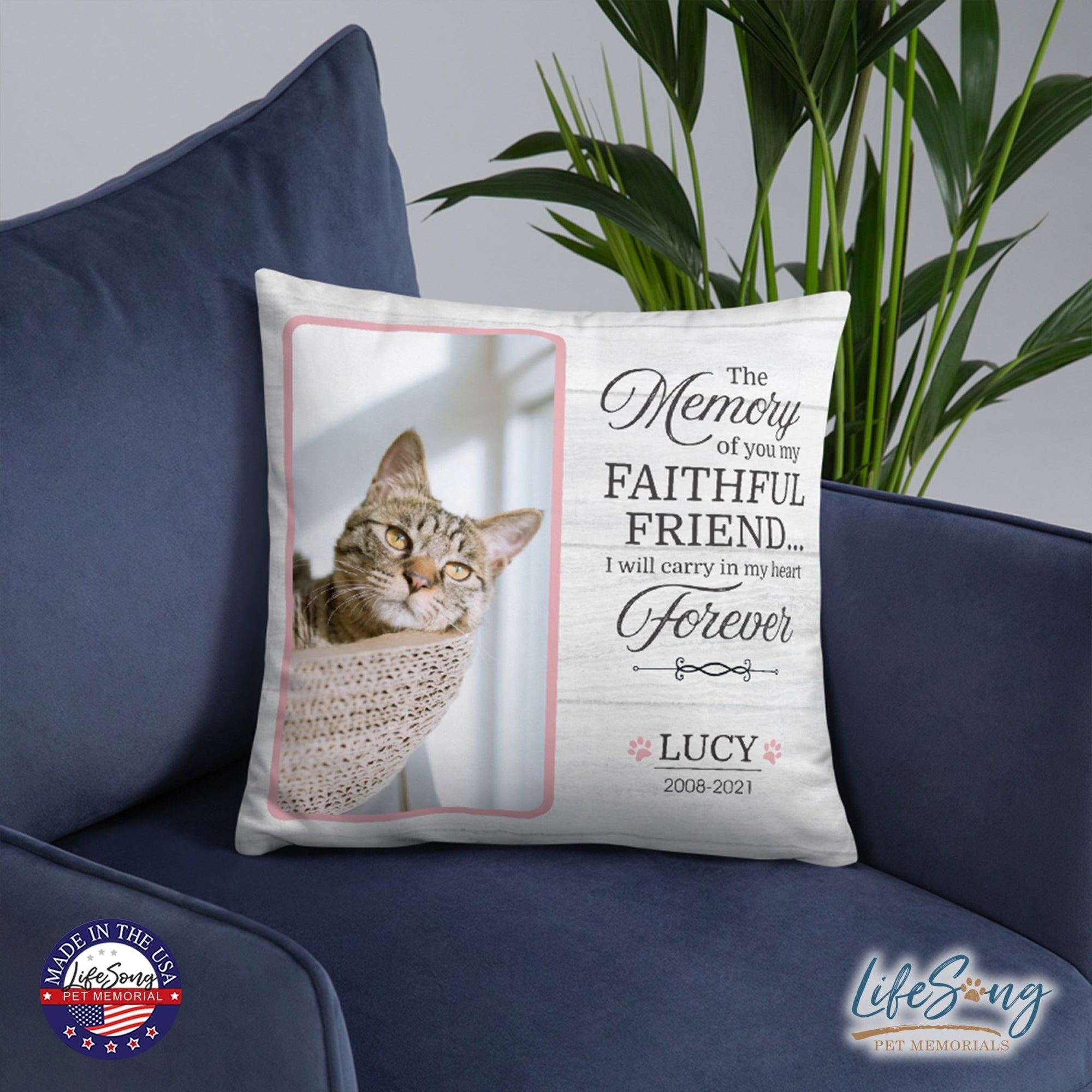 Personalized Pet Memorial Printed Throw Pillow - The Memory Of You - LifeSong Milestones