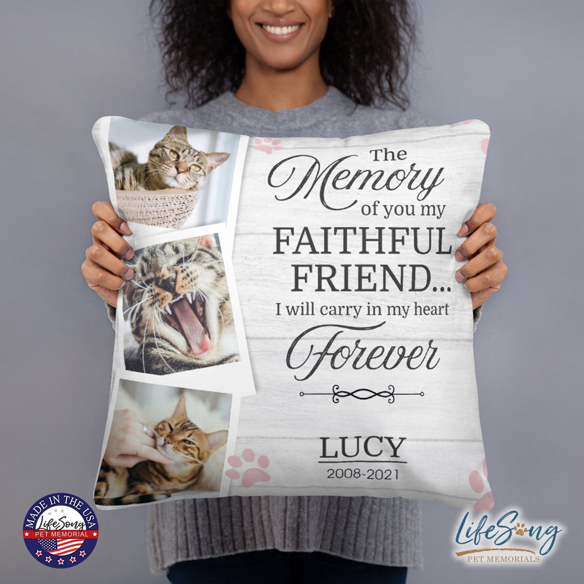 Personalized Pet Memorial Printed Throw Pillow - The Memory Of You - LifeSong Milestones