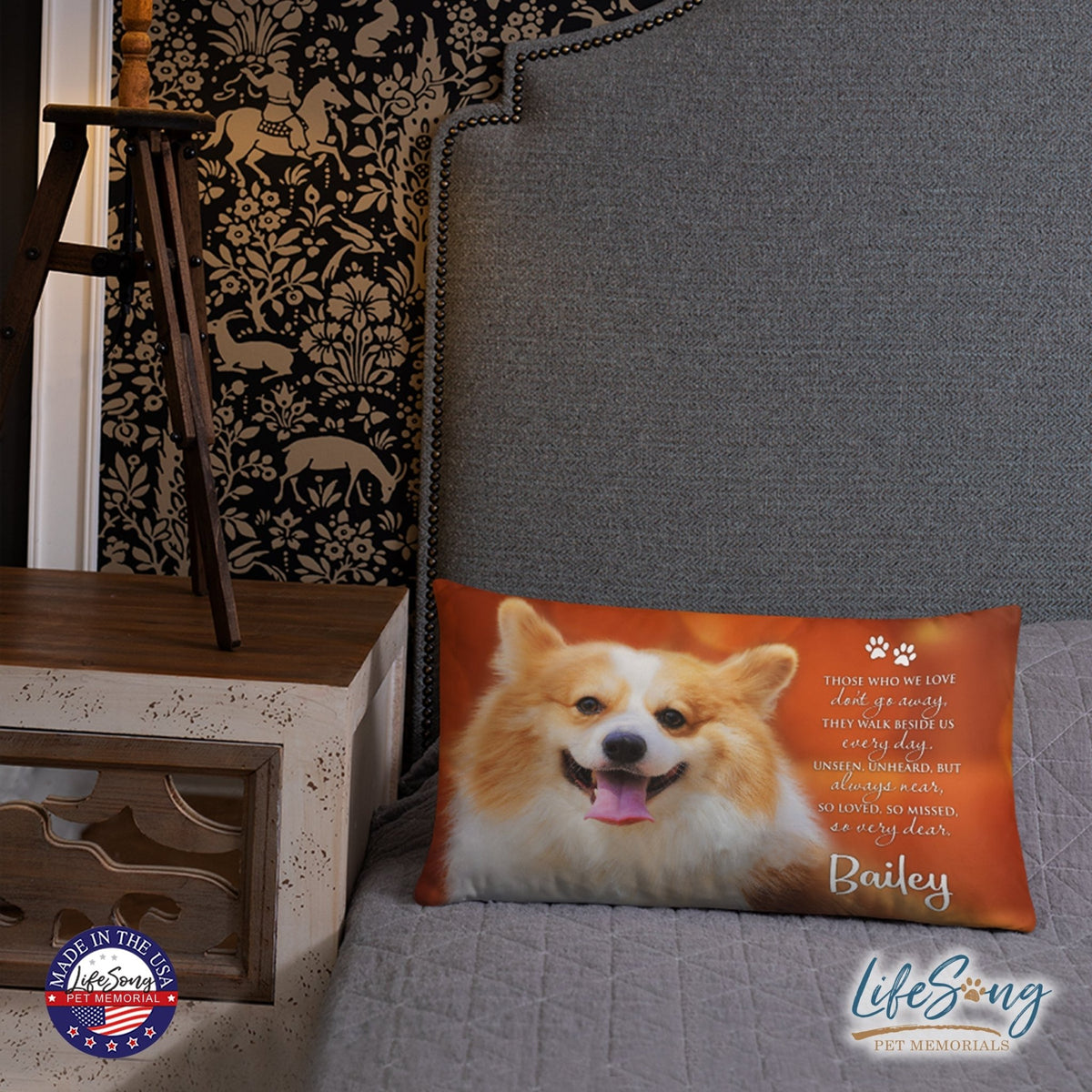 Personalized Pet Memorial Printed Throw Pillow - Those Who We Love Don't Go Away - LifeSong Milestones