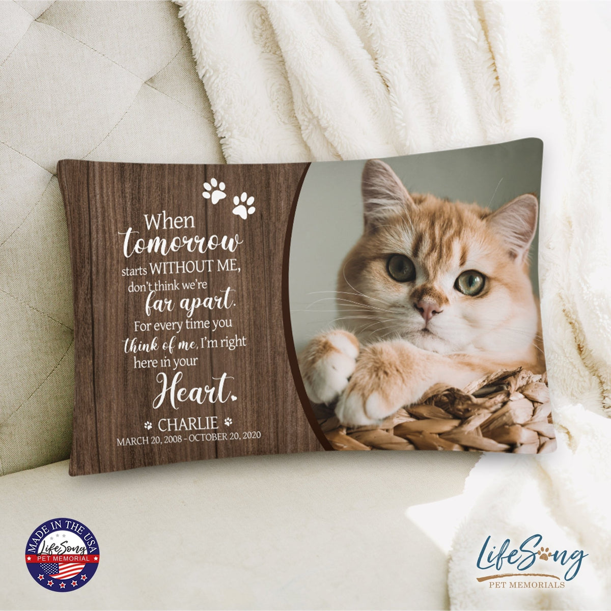 Personalized Pet Memorial Printed Throw Pillow - When Tomorrow Starts Without Me - LifeSong Milestones