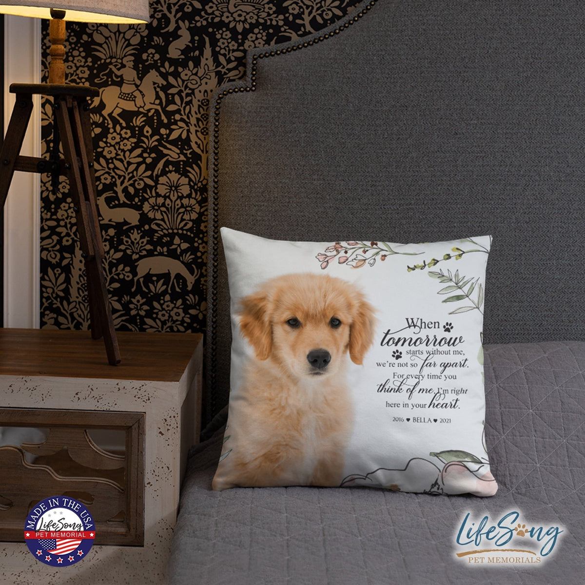 Personalized Pet Memorial Printed Throw Pillow - When Tomorrow Starts Without Me - LifeSong Milestones