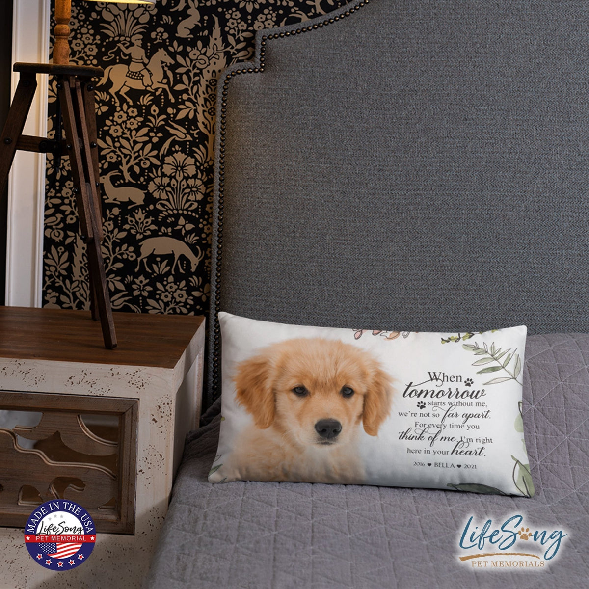 Personalized Pet Memorial Printed Throw Pillow - When Tomorrow Starts Without Me - LifeSong Milestones