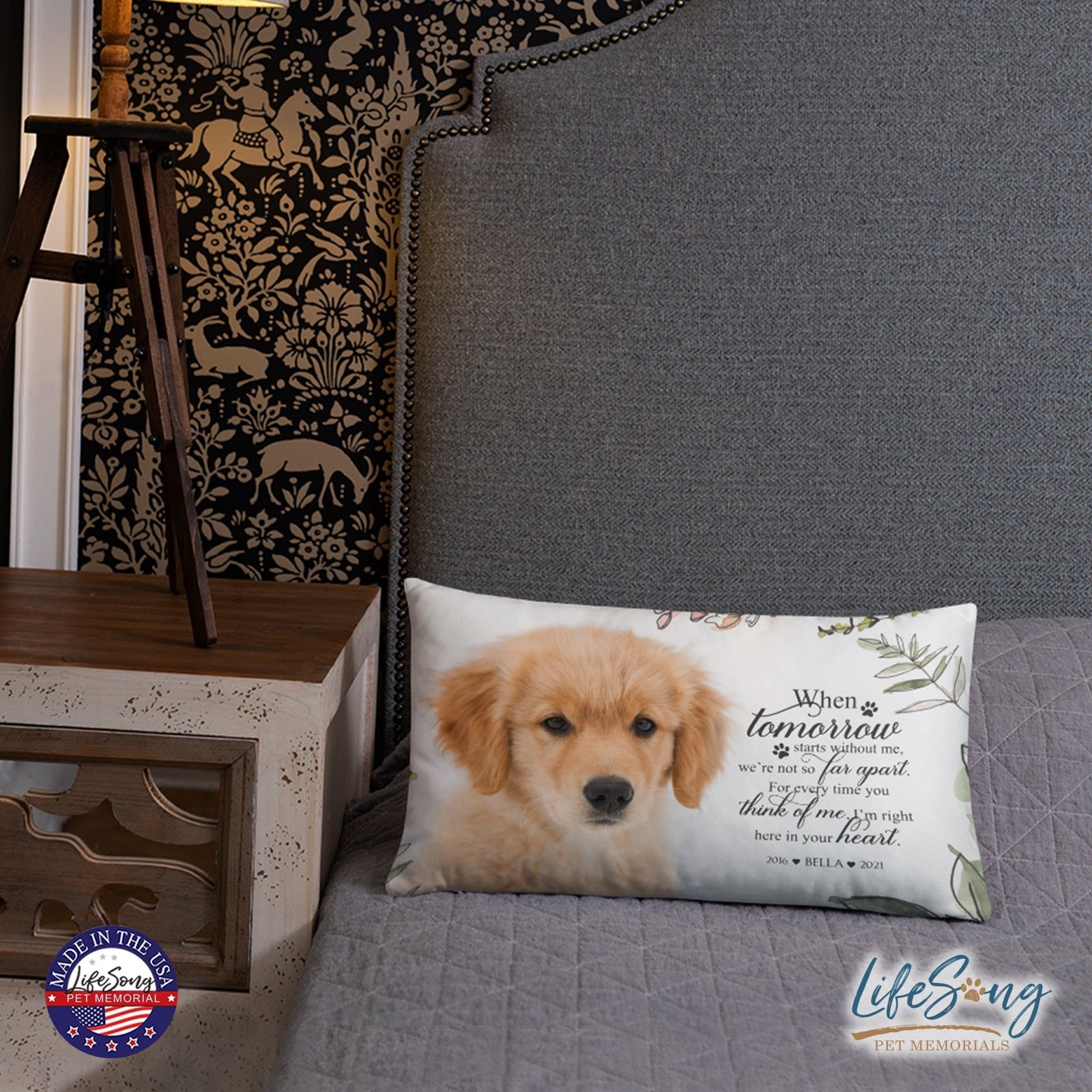 Personalized Pet Memorial Printed Throw Pillow - When Tomorrow Starts Without Me - LifeSong Milestones